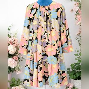 Who What Wear Floral Tiered Mini Dress | Long Sleeve Boho | Size L